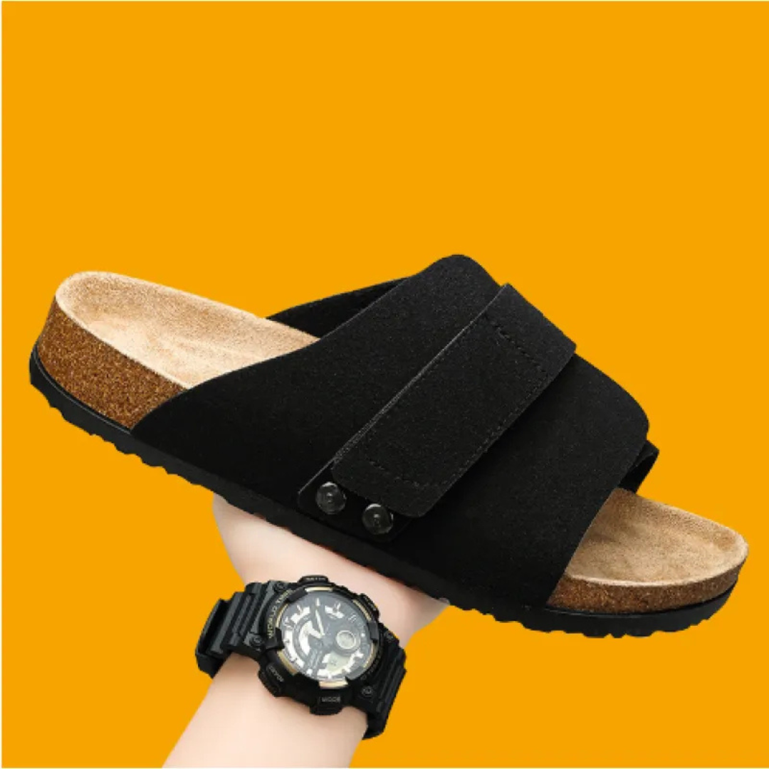 Herren Sandalen ⎜ Bequeme Kork-Ledersandalen mit verstellbaren Riemen für den Sommer