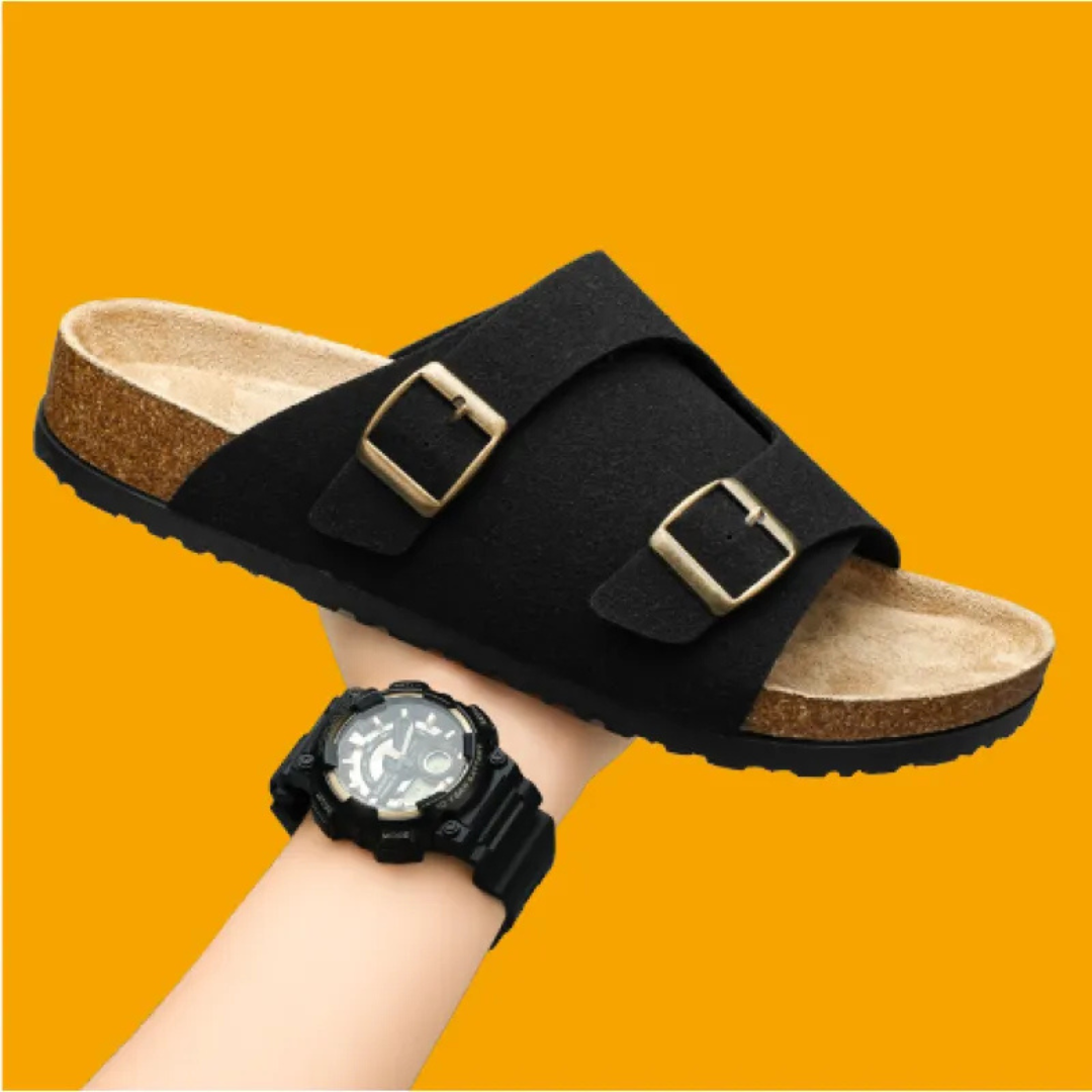 Herren Sandalen ⎜ Bequeme Kork-Ledersandalen mit verstellbaren Riemen für den Sommer