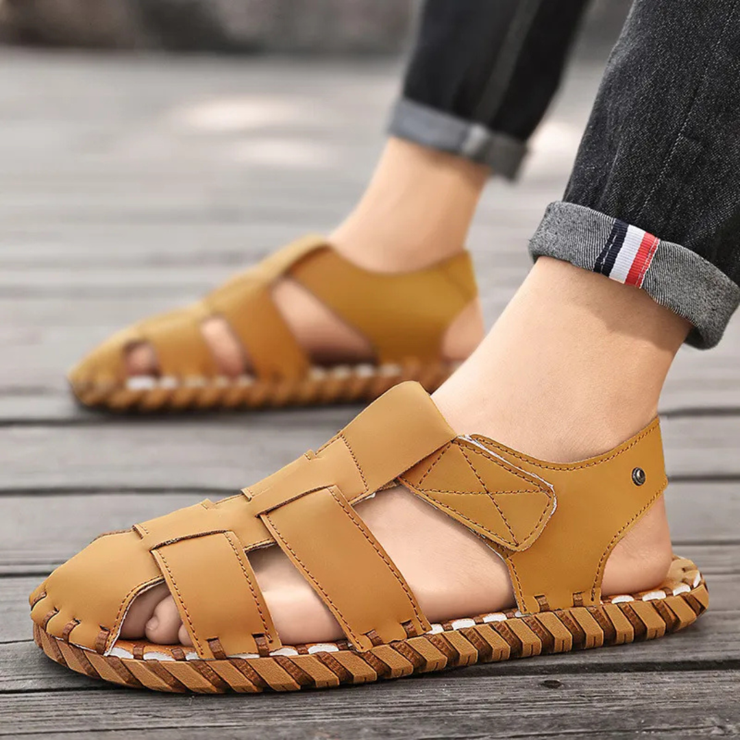 Herren Sandalen ⎜ Bequeme Leder-Schuhe mit atmungsaktivem Design für den Sommer