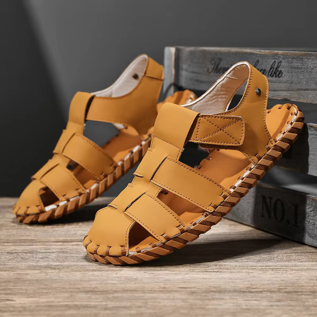 Herren Sandalen ⎜ Bequeme Leder-Schuhe mit atmungsaktivem Design für den Sommer