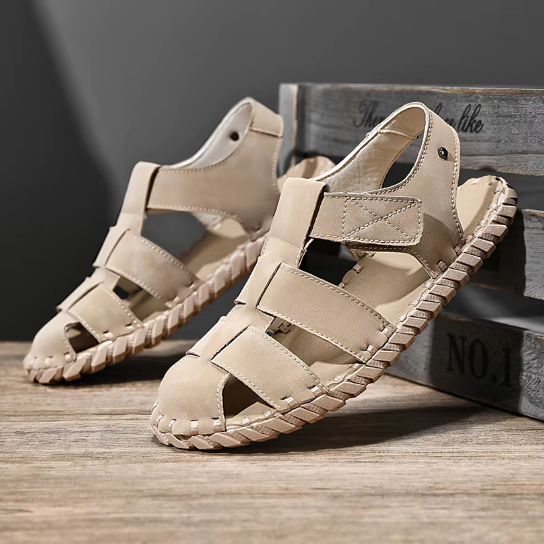 Herren Sandalen ⎜ Bequeme Leder-Schuhe mit atmungsaktivem Design für den Sommer