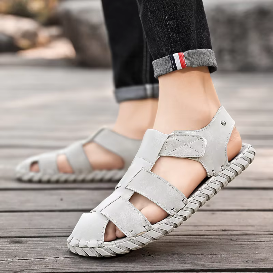 Herren Sandalen ⎜ Bequeme Leder-Schuhe mit atmungsaktivem Design für den Sommer