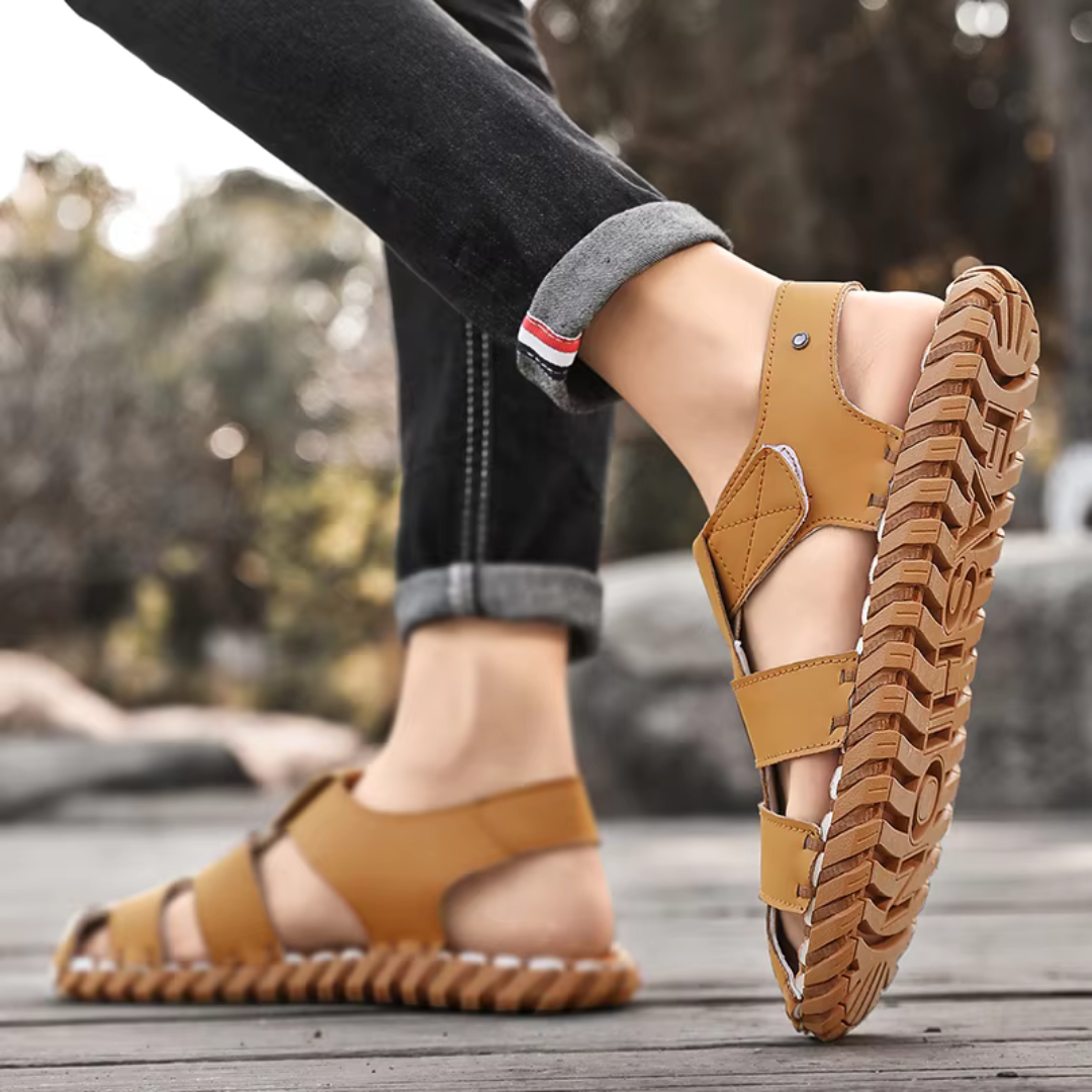 Herren Sandalen ⎜ Bequeme Leder-Schuhe mit atmungsaktivem Design für den Sommer