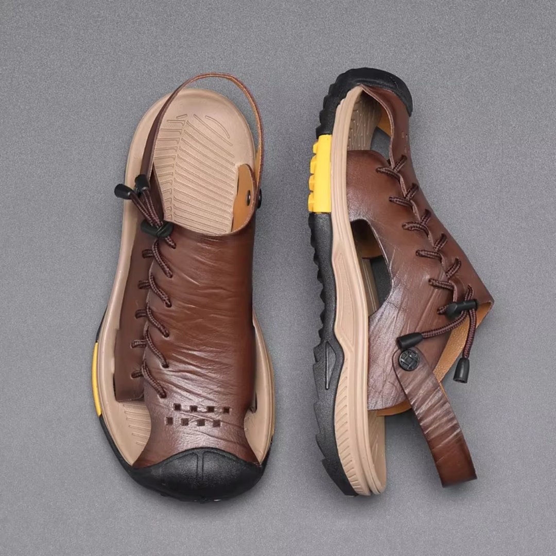 Herren Sandalen ⎜ Bequeme Leder-Schuhe in Übergröße für den Sommer und Outdoor-Aktivitäten