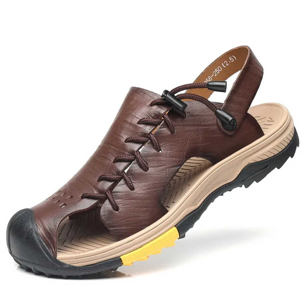 Herren Sandalen ⎜ Bequeme Leder-Schuhe in Übergröße für den Sommer und Outdoor-Aktivitäten