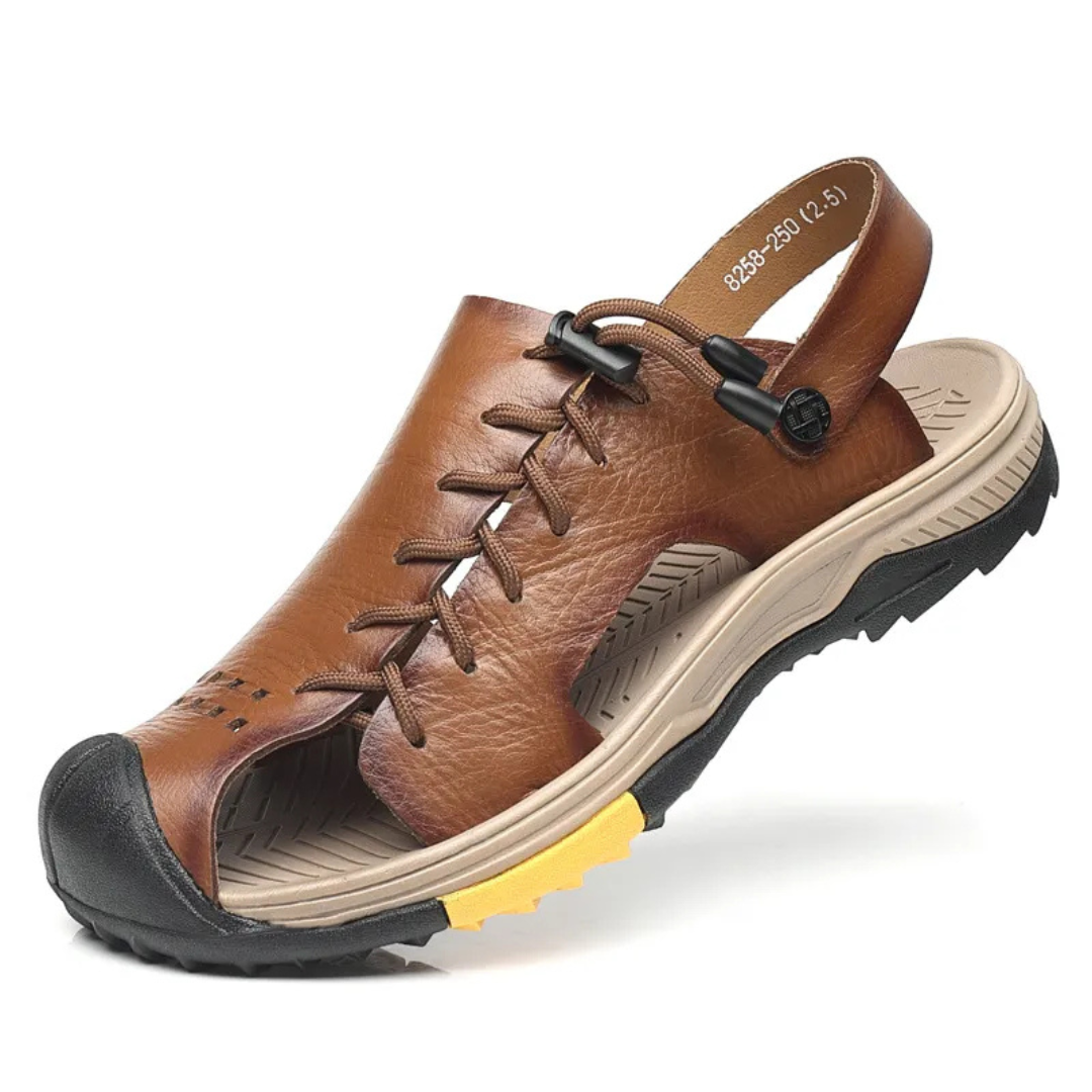 Herren Sandalen ⎜ Bequeme Leder-Schuhe in Übergröße für den Sommer und Outdoor-Aktivitäten