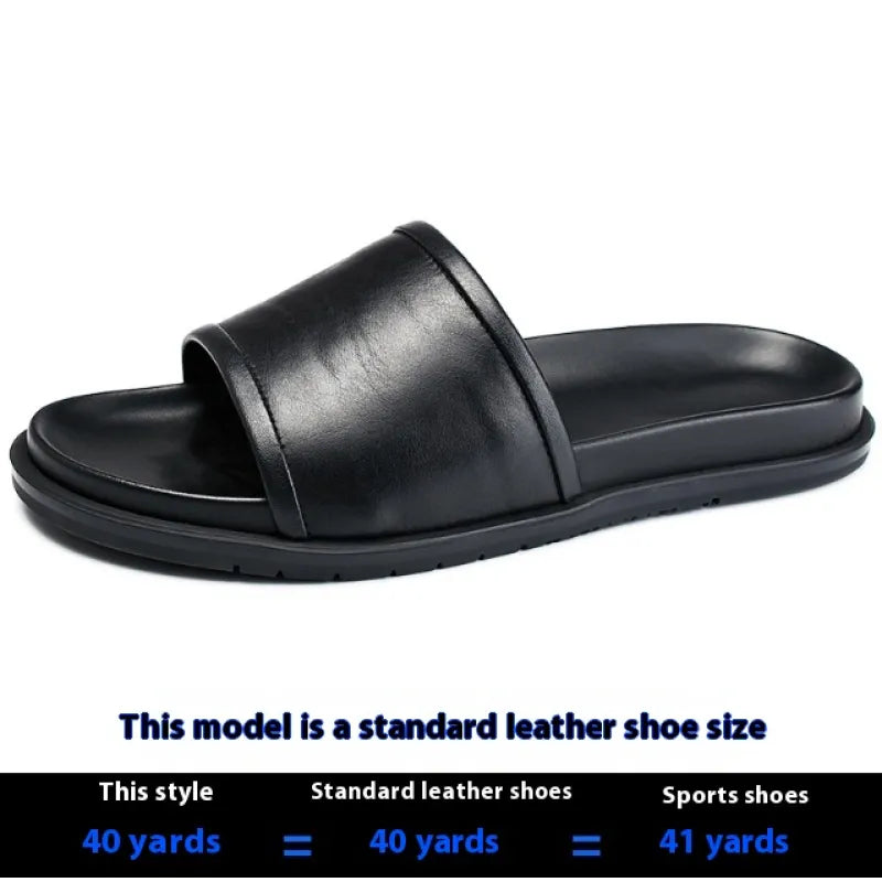 Herren Slipper aus echtem Leder ⎜Bequeme Sommer-Sandalen mit rutschfester Sohle für Outdoor-Aktivitäten