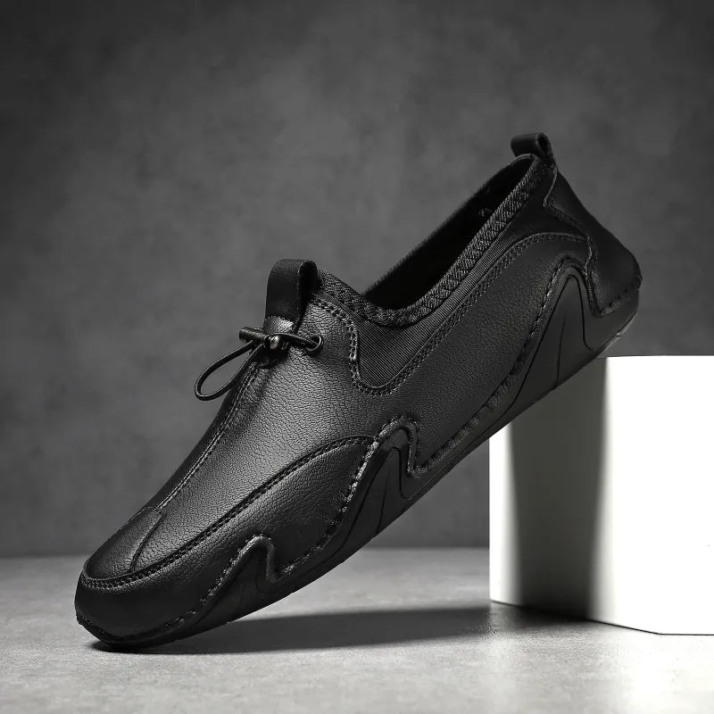 Herren Outdoor Slipper ⎜ Bequeme Trekkingschuhe aus Leder für Alltag und Fahrten