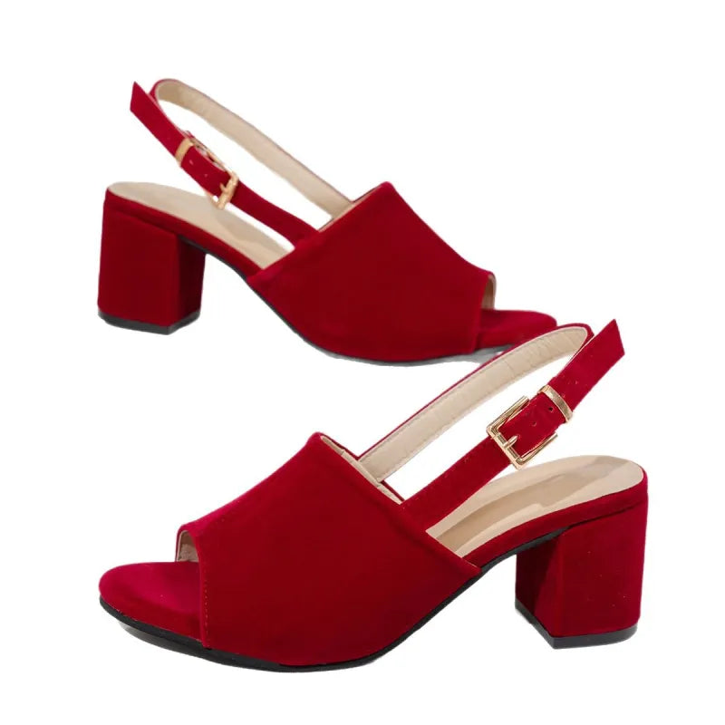 High Heels Sandalen für Damen ⎜ Offene Sommerschuhe mit Blockabsatz und verstellbarem Fersenriemen