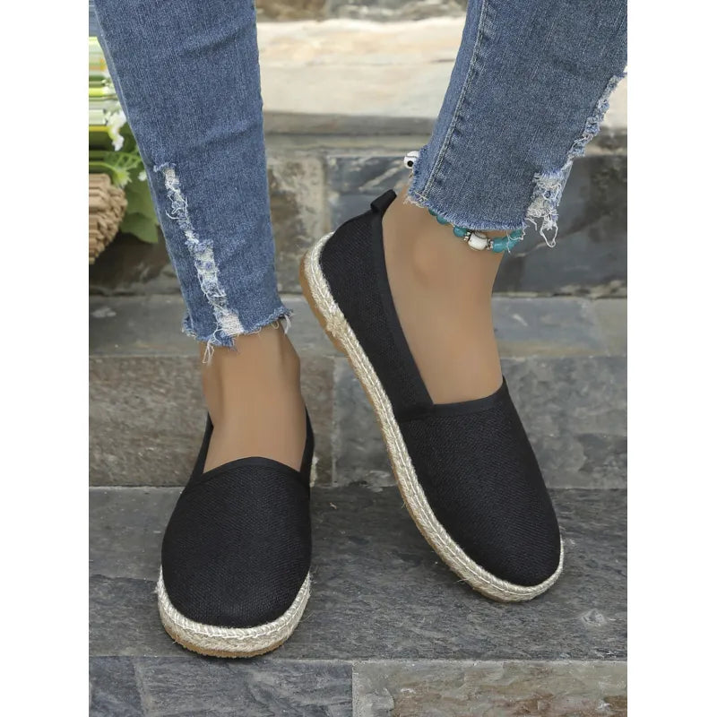 Espadrilles für Damen ⎜ Bequeme Slip-On Schuhe mit Jute-Sohle und klassischem Denim-Design