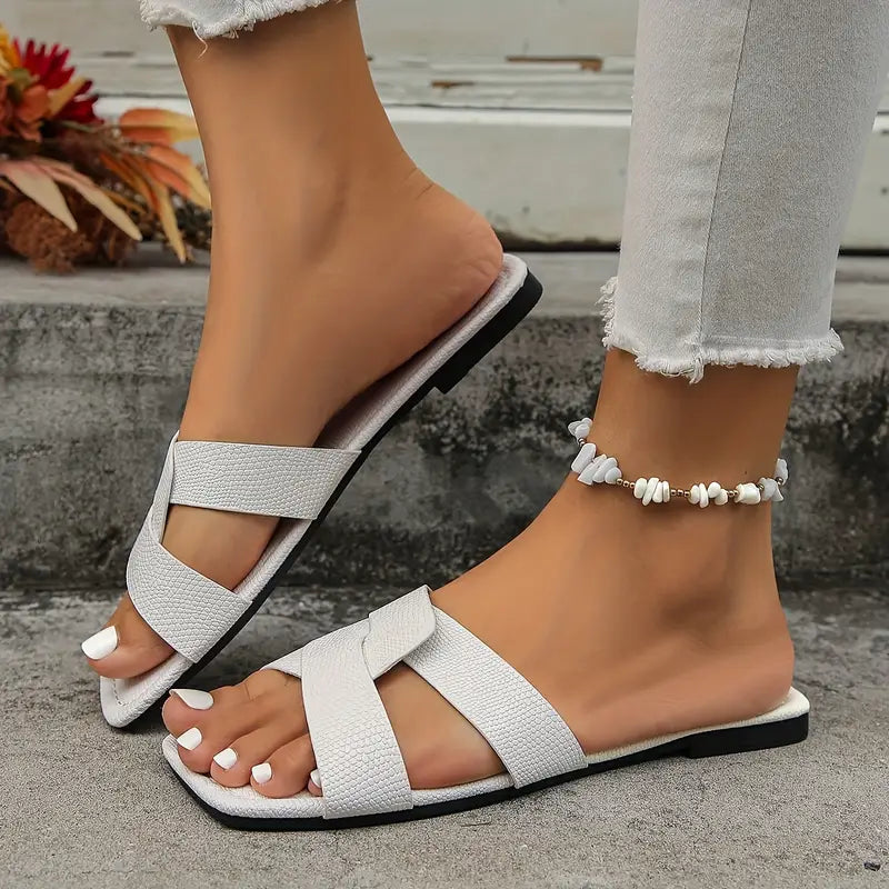 Modische Slipper für Damen ⎜ Bequeme Sommerschuhe mit Quadratzehen für vielseitige Outfits
