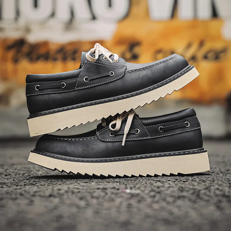 Herren Schnürschuhe ⎜ Robuste Leder-Schuhe im Retro-Stil für Freizeit und Alltag