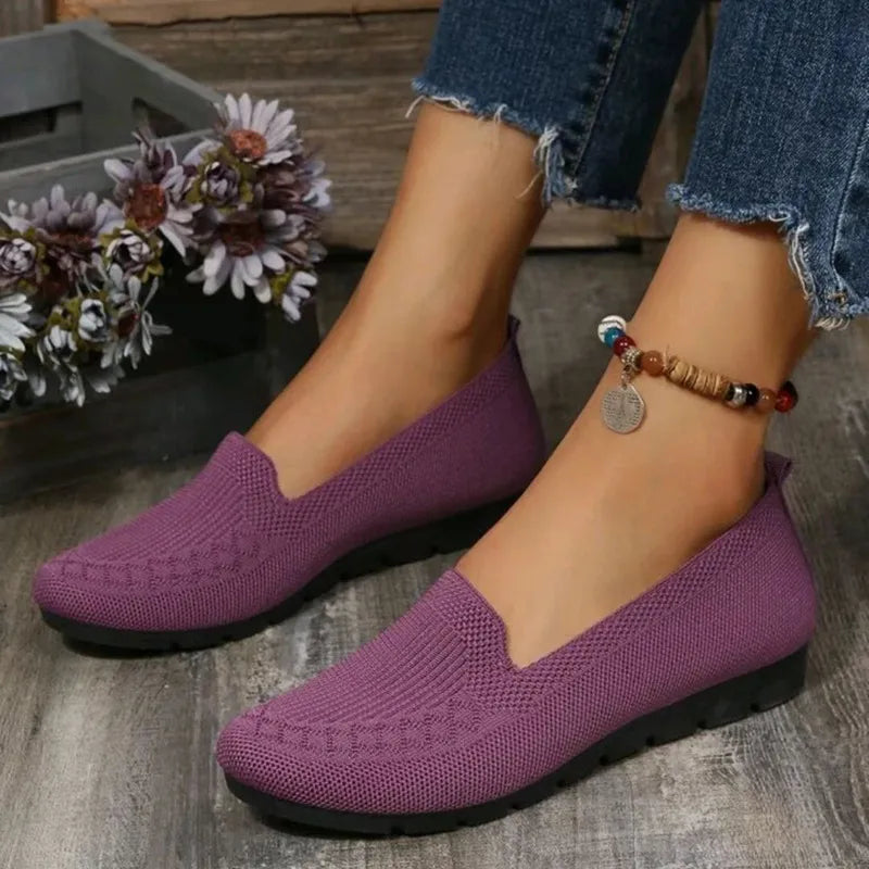 Flache Mesh-Slipper für Damen ⎜ Bequeme Schuhe mit Rundem Zehenbereich für Alltag und Komfort