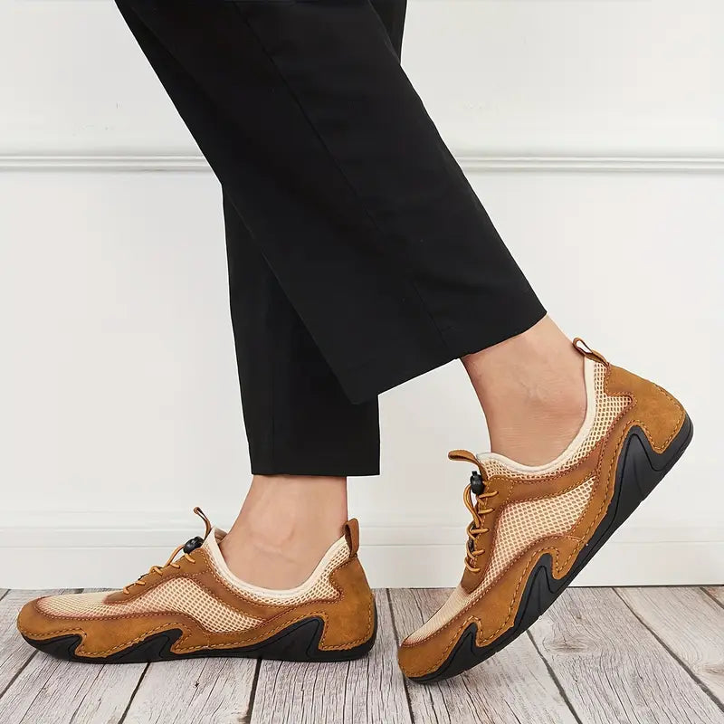 Herren Sportschuhe ⎜ Leichte Freizeit-Schuhe aus Leder mit atmungsaktivem Mesh für Komfort und Bewegung