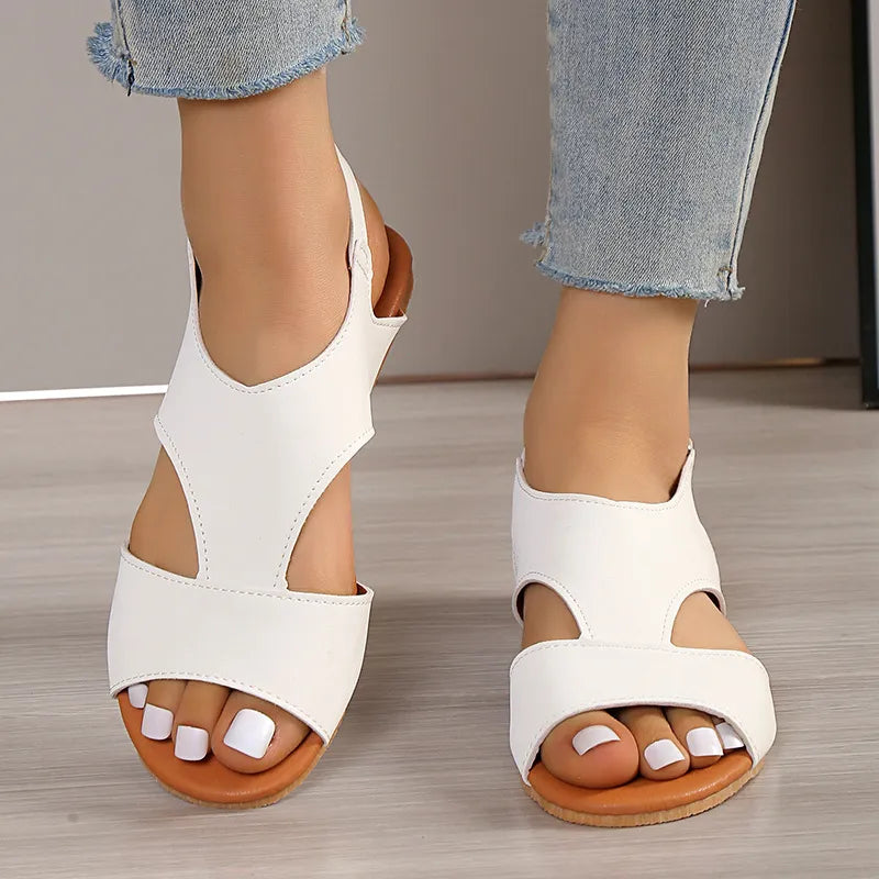 Damen Flache Sandalen ⎜ Bequeme Schuhe mit Riemen und offenem Zehenbereich für den Casual-Look