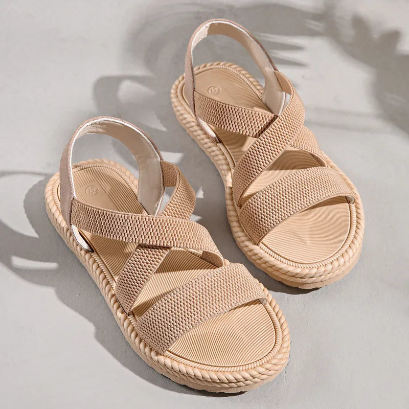 Damen Sandalen im Casual-Stil ⎜ Bequeme Schuhe mit elastischen Riemen und modischer Sohle