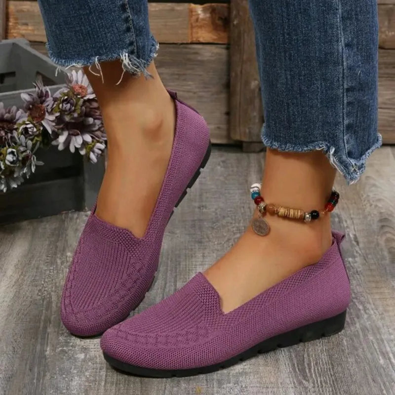 Flache Mesh-Slipper für Damen ⎜ Bequeme Schuhe mit Rundem Zehenbereich für Alltag und Komfort