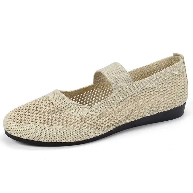 Flache Ballerinas für Damen ⎜ Atmungsaktive Schuhe mit elastischem Riemen und bequemem Tragegefühl