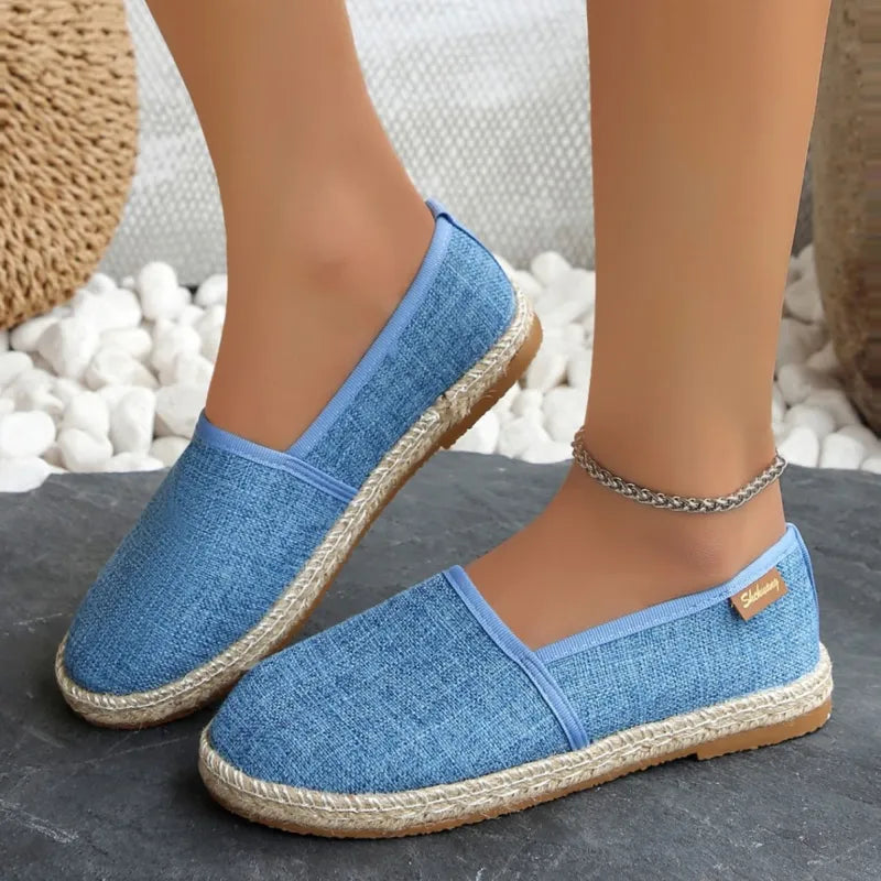 Espadrilles für Damen ⎜ Bequeme Slip-On Schuhe mit Jute-Sohle und klassischem Denim-Design