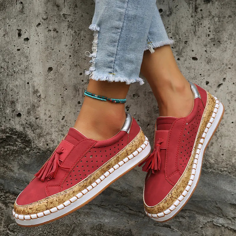 Loafers für Damen ⎜ Bequeme Flats mit Quasten-Detail und elastischem Slip-On Design