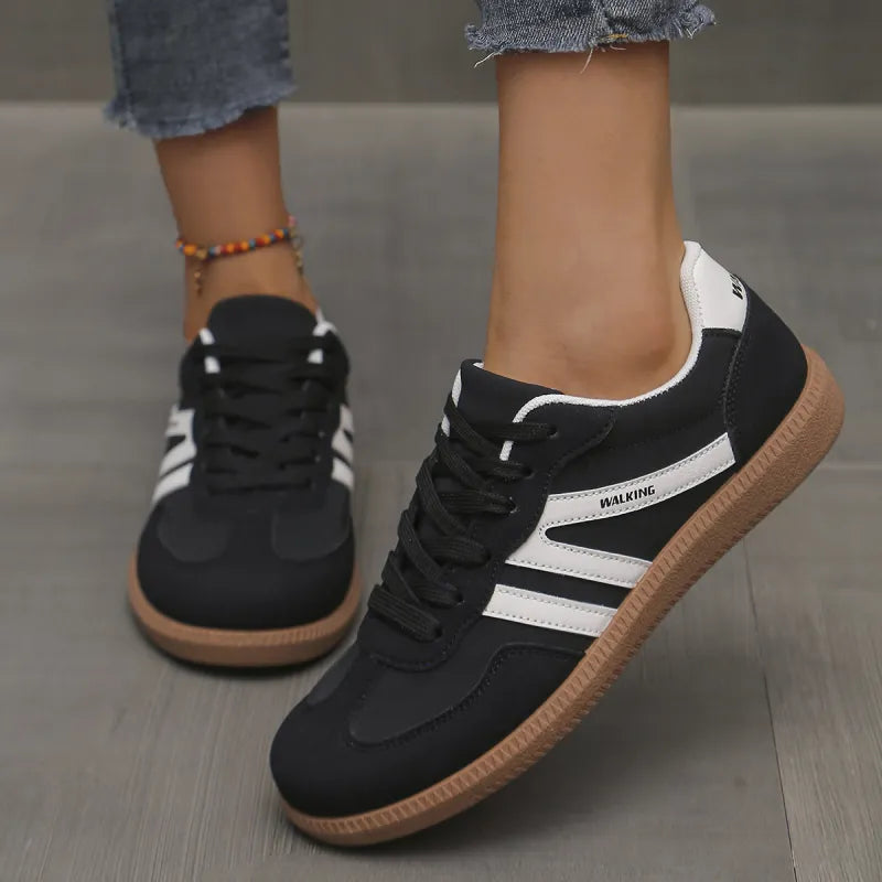 Damen Sneakers ⎜ Bequeme Schuhe mit Kontraststreifen und rutschfester Sohle für den Alltag