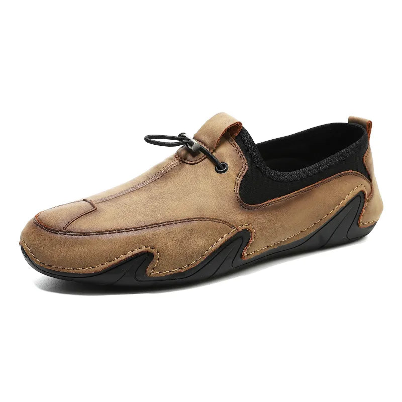Herren Outdoor Slipper ⎜ Bequeme Trekkingschuhe aus Leder für Alltag und Fahrten
