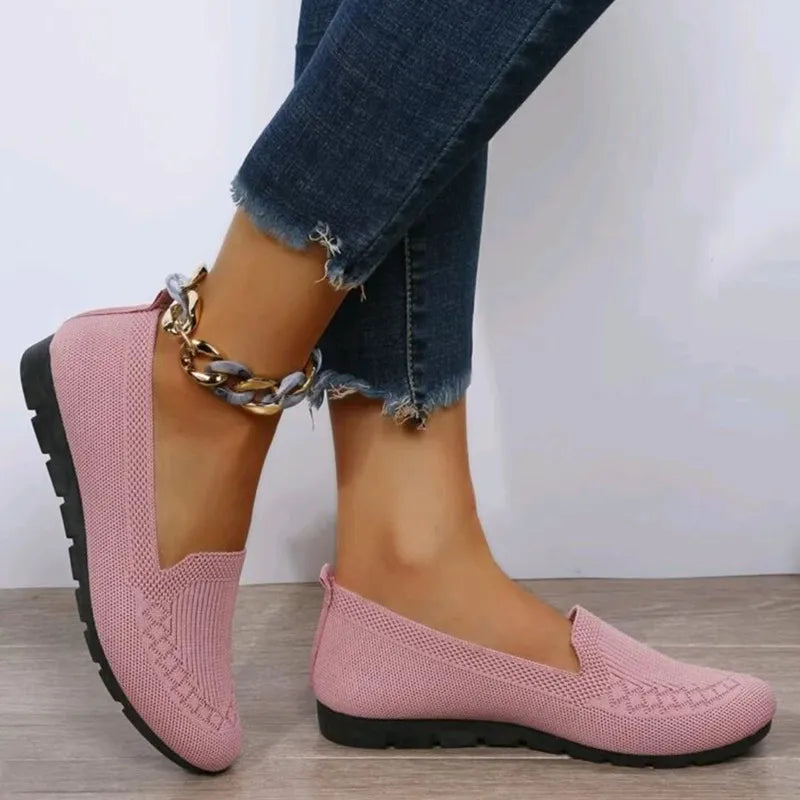 Flache Mesh-Slipper für Damen ⎜ Bequeme Schuhe mit Rundem Zehenbereich für Alltag und Komfort