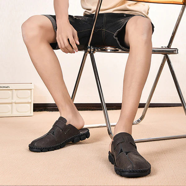 Sommer Slipper für Herren ⎜ Handgefertigte Freizeitschuhe mit modischer Naht für Outdoor und Alltag