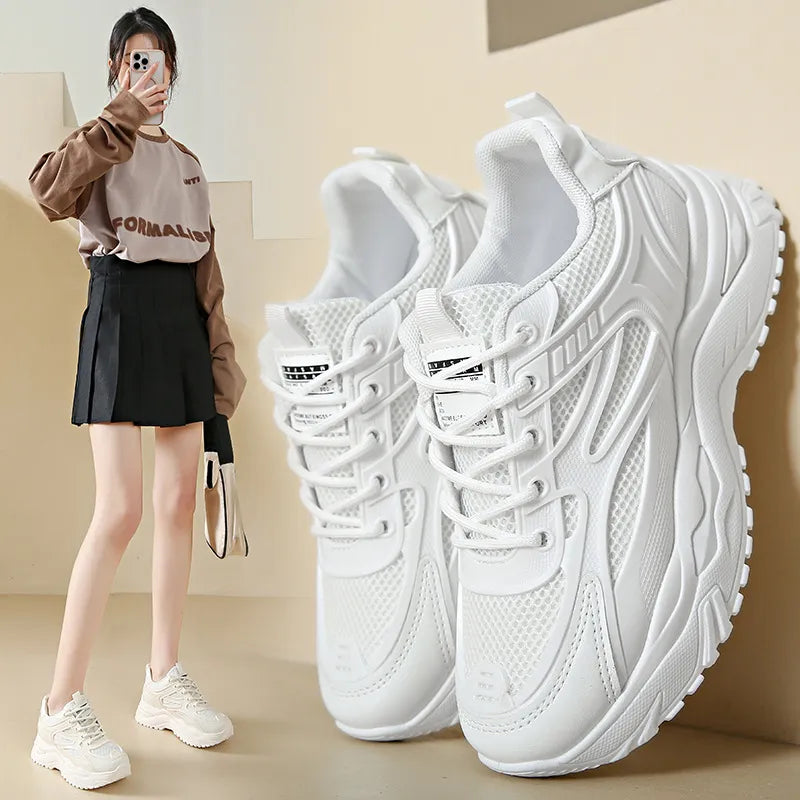 Damen Sneakers ⎜ Bequeme Lauf- und Freizeitschuhe mit dickem Sohlenprofil für den Alltag