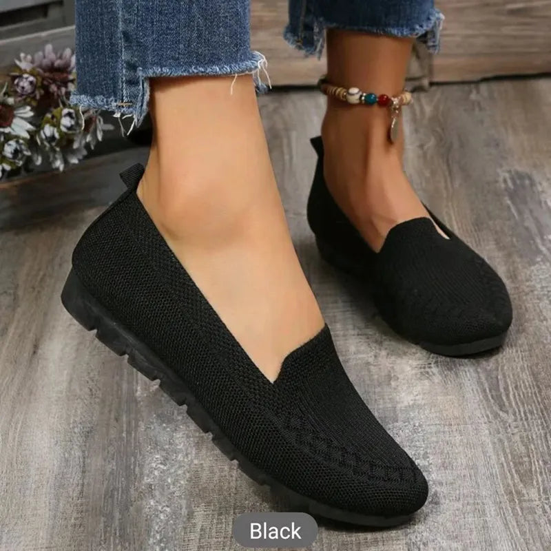 Flache Mesh-Slipper für Damen ⎜ Bequeme Schuhe mit Rundem Zehenbereich für Alltag und Komfort