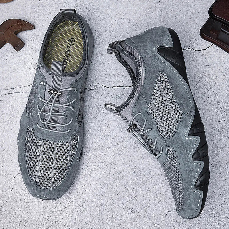 Atmungsaktive Herren Slipper ⎜ Bequeme Freizeitschuhe aus Leder für Alltag und Fahrten