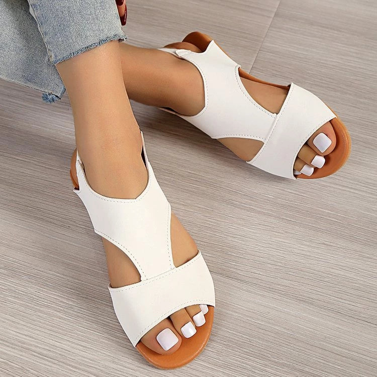 Damen Flache Sandalen ⎜ Bequeme Schuhe mit Riemen und offenem Zehenbereich für den Casual-Look