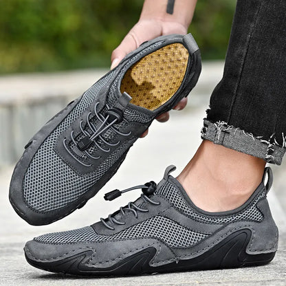 Herren Sportschuhe ⎜ Leichte Freizeit-Schuhe aus Leder mit atmungsaktivem Mesh für Komfort und Bewegung