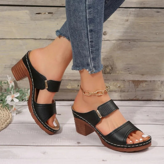 High-Heel-Sandalen für Damen ⎜ Bequeme Freizeitschuhe mit Dicker Sohle und Rutschfestem Blockabsatz für Den Sommer