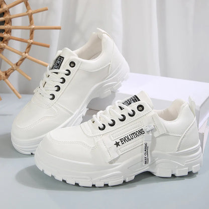 Damen Sneakers ⎜ Bequeme Schnürschuhe mit seitlichem Reißverschluss und dickem Sohlenprofil für den Alltag
