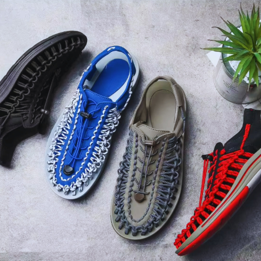 Modische Ledersandalen für Herren ⎜ Geflochtene Römersandalen für Den Sommer