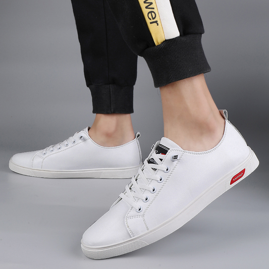 Herren Sneaker ⎜ Bequeme Freizeit-Schuhe aus Leder im flachen Low-Top-Design