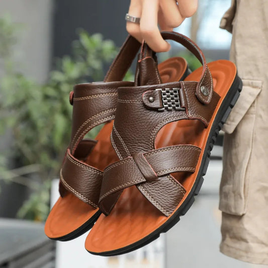 Lederschlappen für Herren ⎜ Bequeme Rutschfeste und Strapazierfähige Strandschuhe
