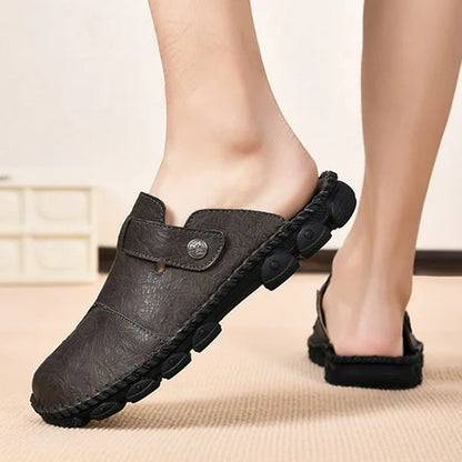 Sommer Slipper für Herren ⎜ Handgefertigte Freizeitschuhe mit modischer Naht für Outdoor und Alltag