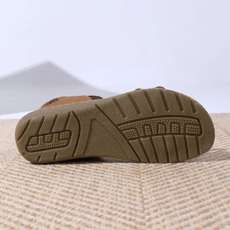 Boho Sandalen für Damen ⎜ Bequeme Sommerschuhe mit Perlen, Strass und elastischem Riemen in Komfortgröße