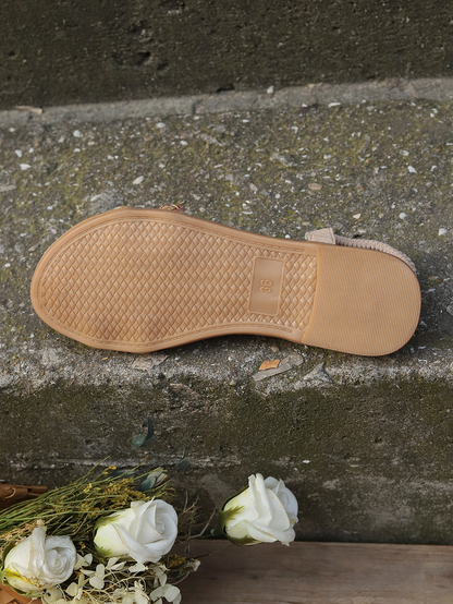 Damen Outdoor-Sandalen ⎜ Flache Komfortsohle mit Geflochtenem Design und Geeignet für Große Größen