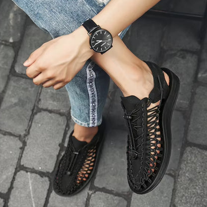 Modische Ledersandalen für Herren ⎜ Geflochtene Römersandalen für Den Sommer