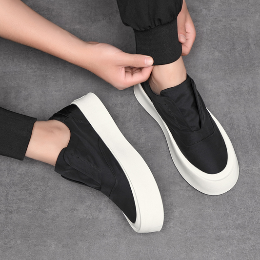 Herren Slip-On Sneakers ⎜ Bequeme Canvas-Schuhe mit Plattform für Freizeit und Alltag