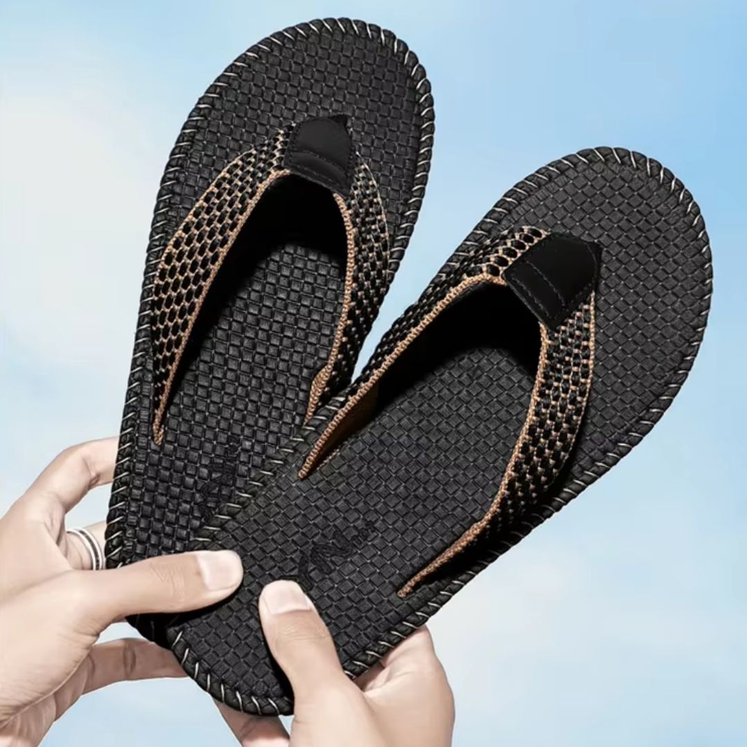 Herren Zehentrenner für den Sommer ⎜ Bequeme Strand-Sandalen mit Rutschfester Sohle und Netzdesign