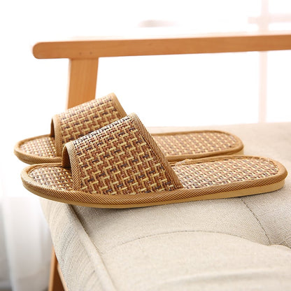 Hausschuhe aus Rattan ⎜ Bequeme Strohsandalen mit Atmungsaktivem Design für den Alltag