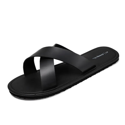 Leichte Slipper für Herren ⎜ Bequeme, Schwarze Freizeitschuhe mit Weicher Sohle