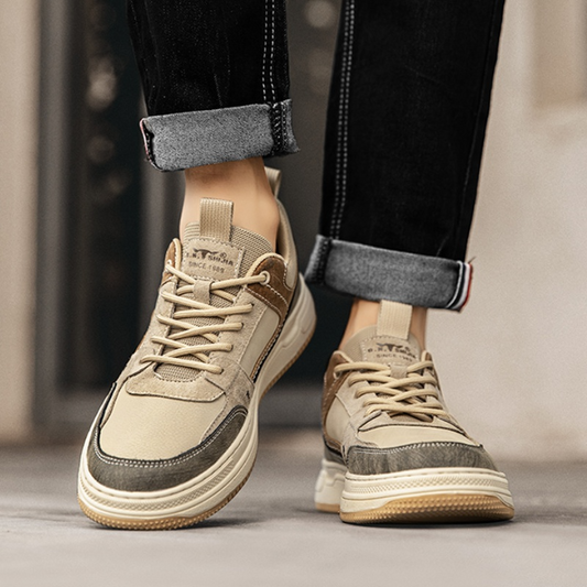 Herren Sneakers ⎜ Modische Freizeitschuhe aus Leder für den Frühling im Retro-Stil