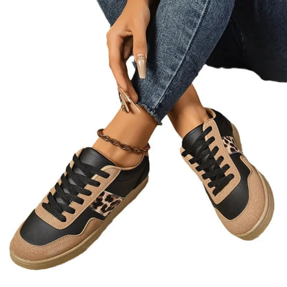 Damen Sneakers ⎜ Bequeme Schuhe mit Leopardenmuster und rutschfester Sohle für den Alltag
