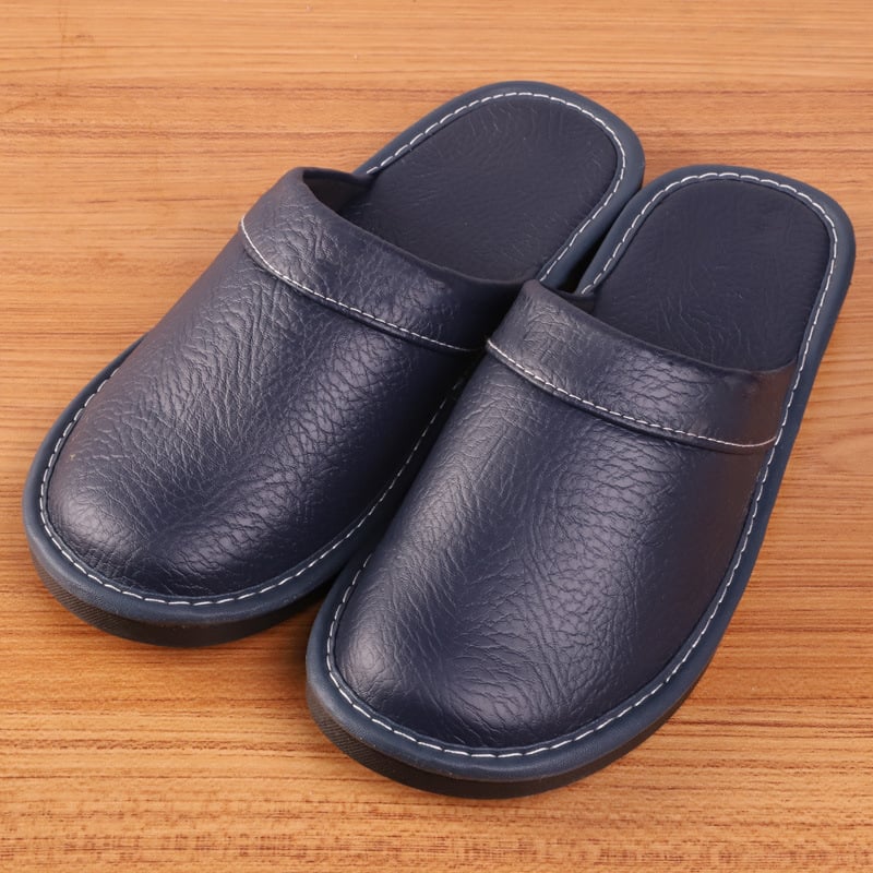 Hausschuhe aus Leder für Herren ⎜ Bequeme Slipper für alle Jahreszeiten mit Rutschfester Sohle