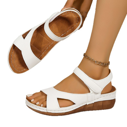Damen Klettsandalen Sommer ⎜ Bequeme Plateausandalen mit weichem Fußbett und verstellbarem Riemen